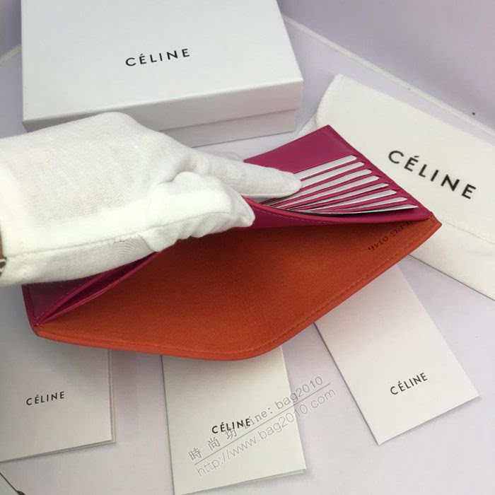 CELINE女包 賽琳專櫃款 搭扣拼色錢夾 0146 手掌紋牛皮 賽琳女錢包  sl2005